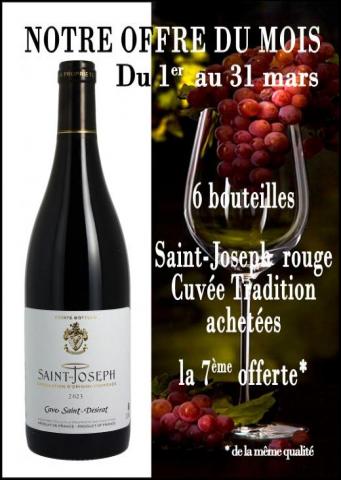 Visuel actualité NOTRE OFFRE DU MOIS dans nos caveaux du 1er au 31 mars 2025 Cave Saint Désirat